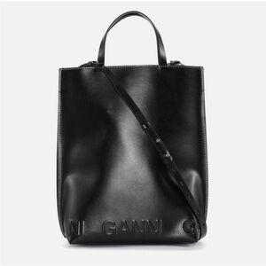 Ganni Medium Banner Black Tote Bag